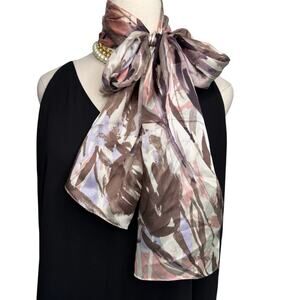 Cynthia Rowley 100% silk abstract watercolor floral long scarf 12.5 x 66”